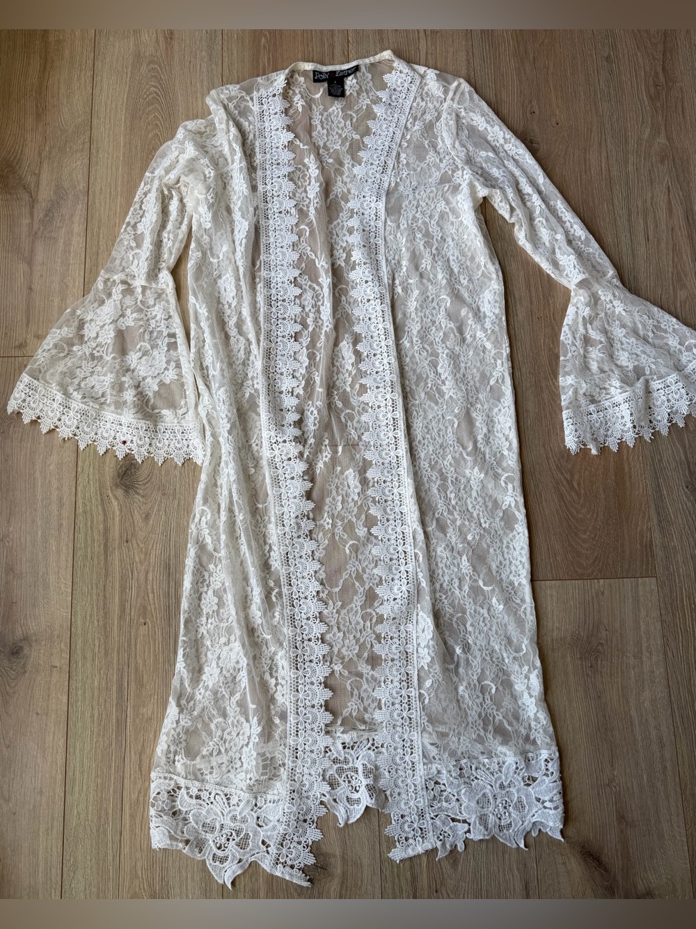 White Lace Duster Kimono size Small Boho Hippie Feminie